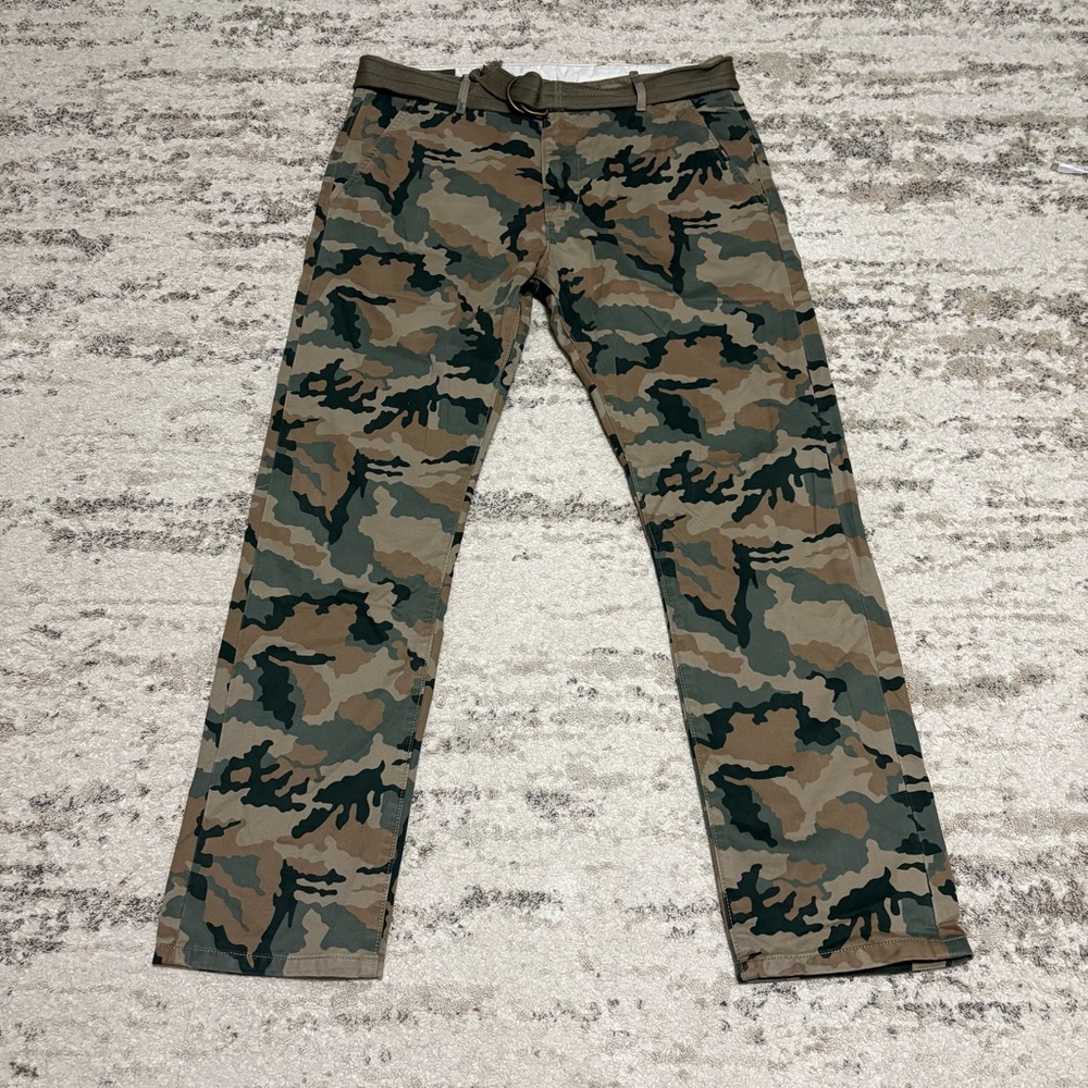 VTG Levis Chino Pants Mens 34x30 Green Camouflage Straight Outdoors Military